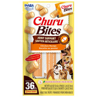 Inaba Churu Bites Joint Support Chicken Recipe dog treats, front of the 3-sachet pack