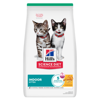 Hill's Science Diet Indoor Kitten dry cat food bag, front of pack