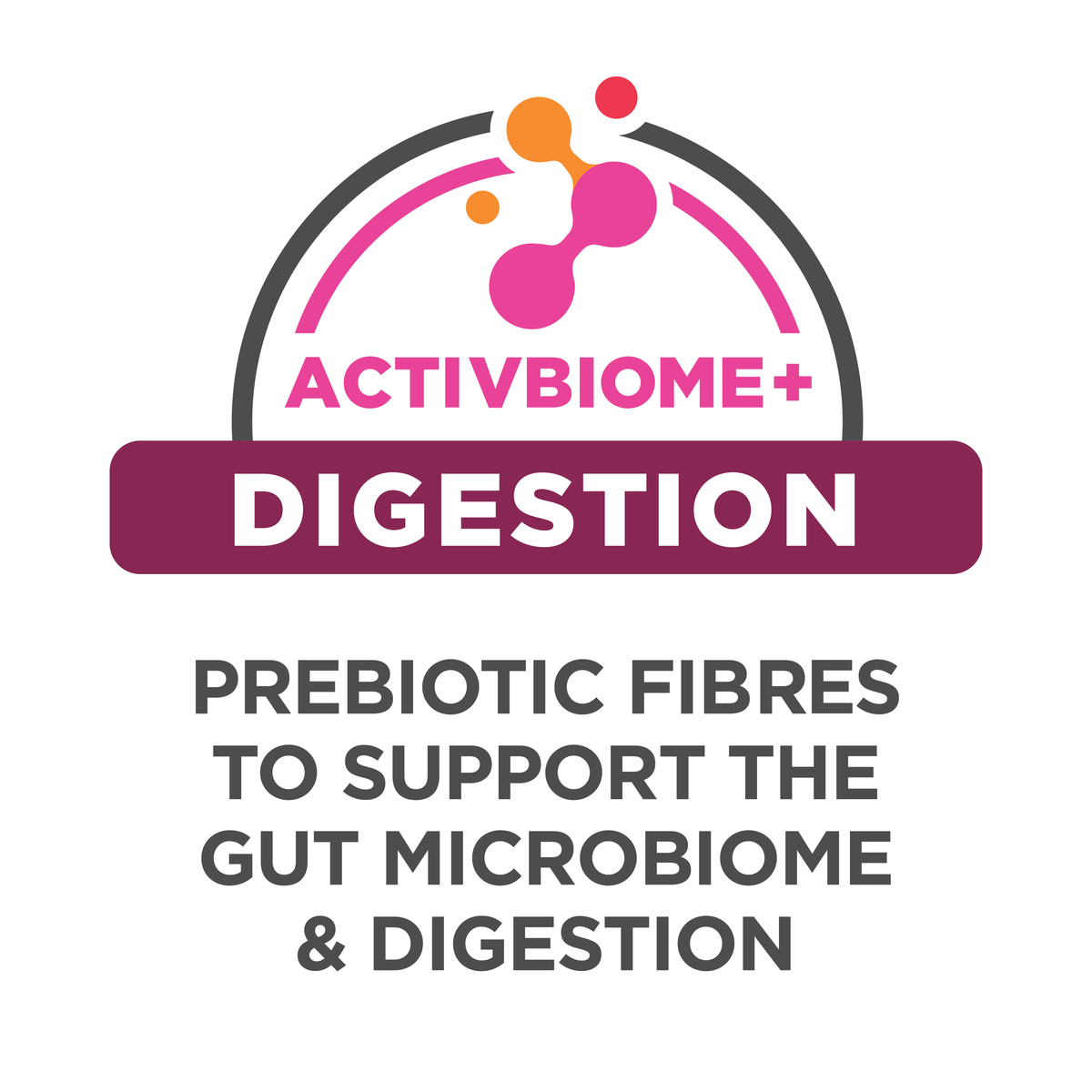 ActivBiome+ Digestion graphic: prebiotic fibres to support the gut microbiome and digestion
