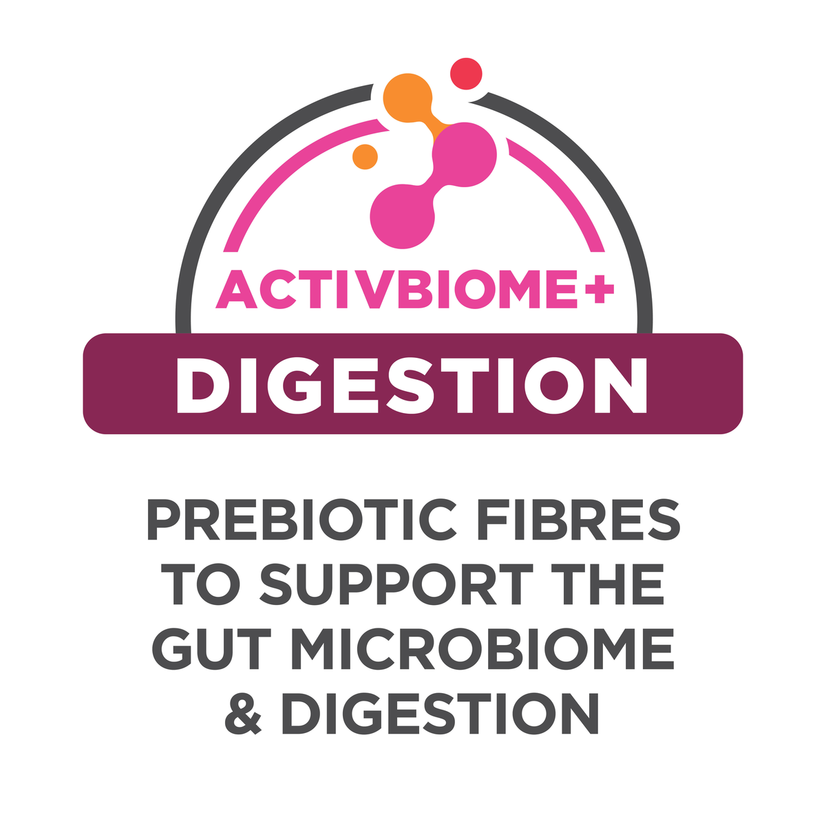 ActivBiome+ Digestion graphic: prebiotic fibres to support the gut microbiome and digestion