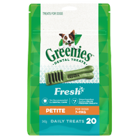 GREENIES Fresh Petite dental treats for dogs 7 to 11kg, front of the 340g pack