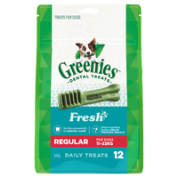 GREENIES Fresh Regular dental treats for dogs 11 to 22kg, front of the 340g pack