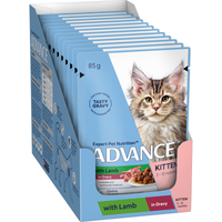 ADVANCE Kitten with Lamb in Gravy cat food, row of 12 x 85g pouches