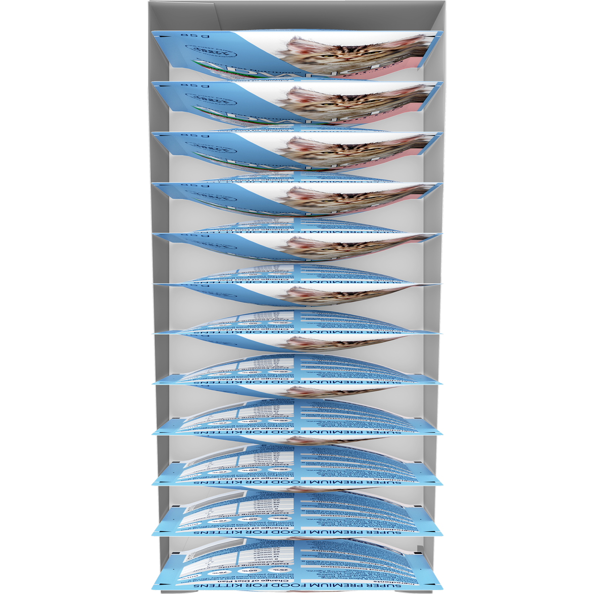 Top-down view of 12 ADVANCE Kitten with Lamb in Gravy 85g pouches