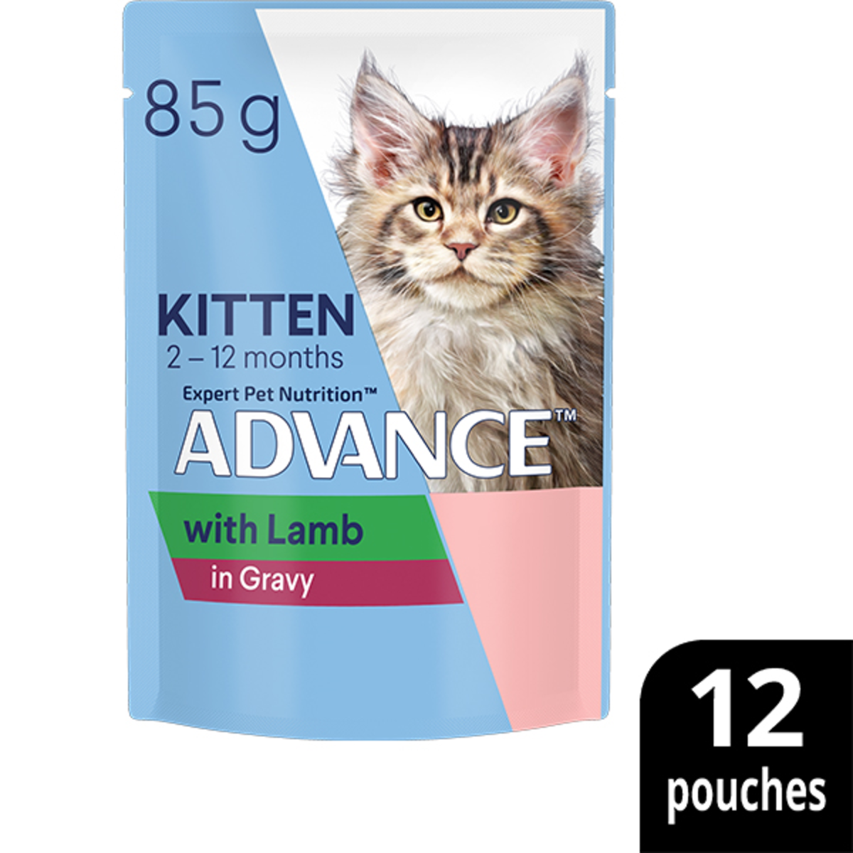Single ADVANCE Kitten with Lamb in Gravy 85g pouch, sold as 12 pouches