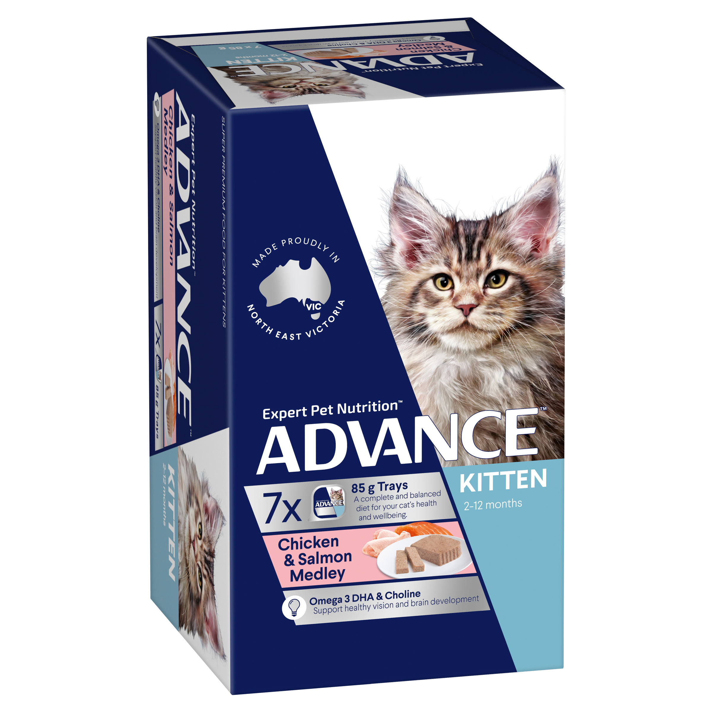 ADVANCE Kitten Wet Cat Food Chicken & Salmon Medley 7x85g Trays pack