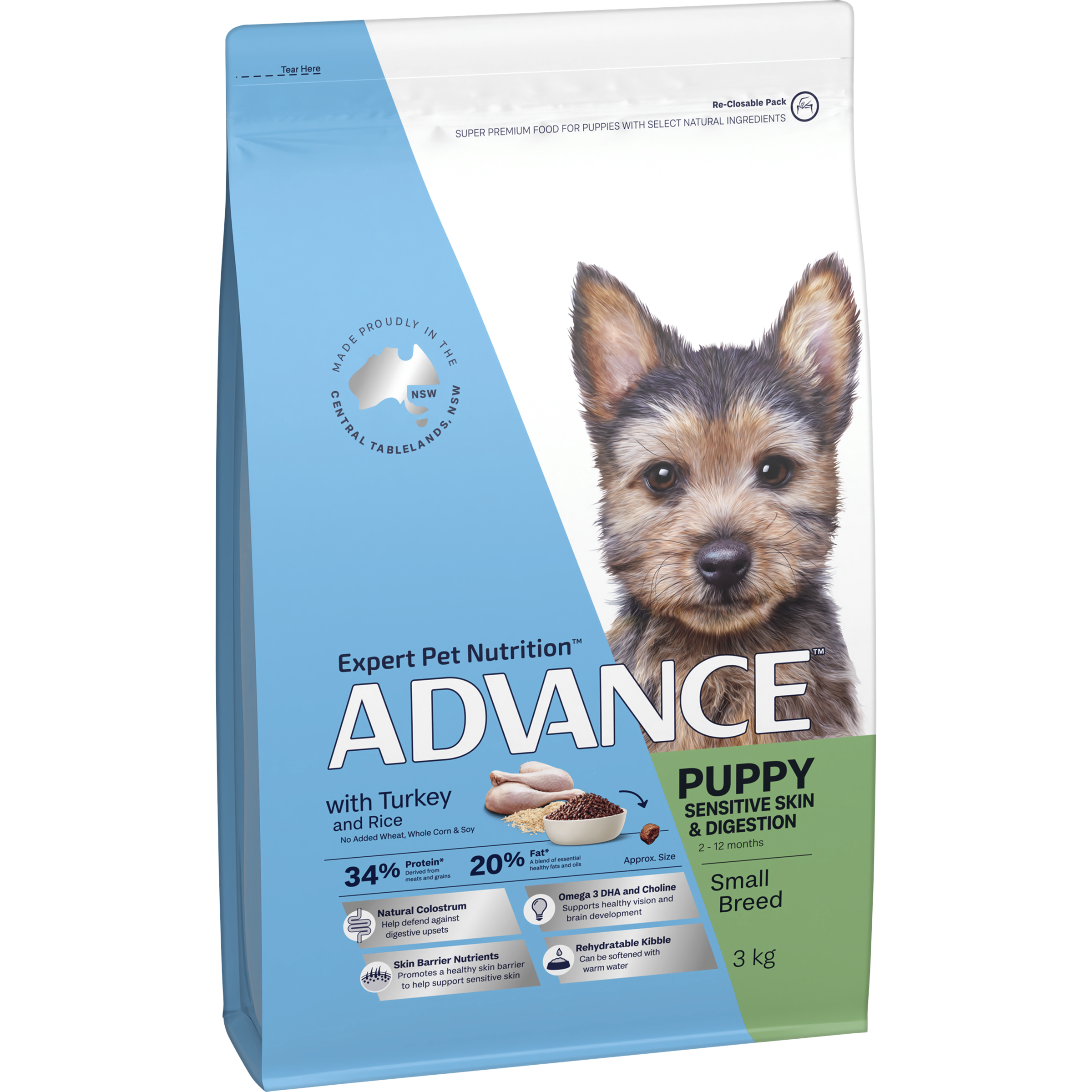 ADVANCE Dry Dog Food Small Breed Puppy Turkey and Rice bag