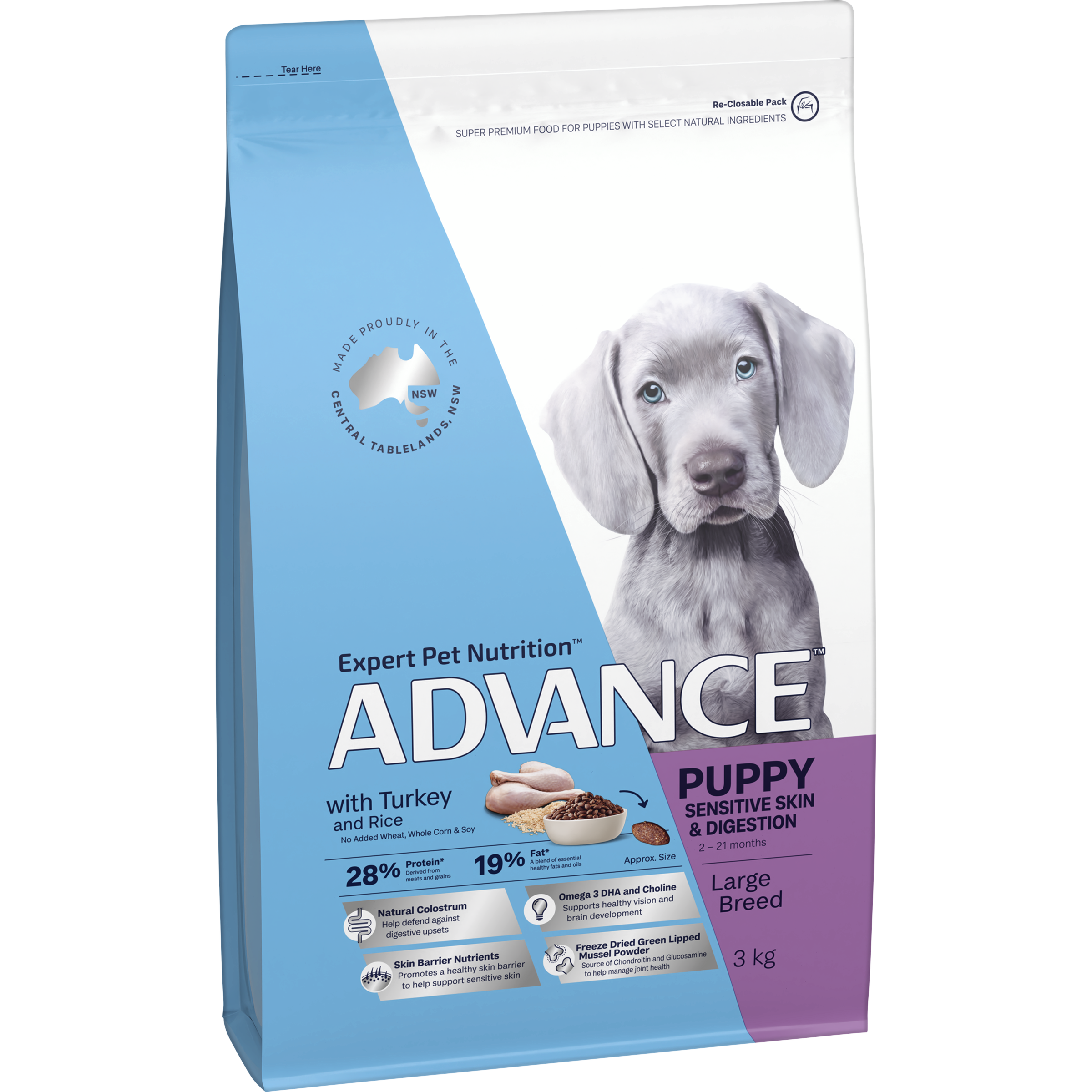 ADVANCE Dry Dog Food Large Breed Puppy Turkey and Rice bag