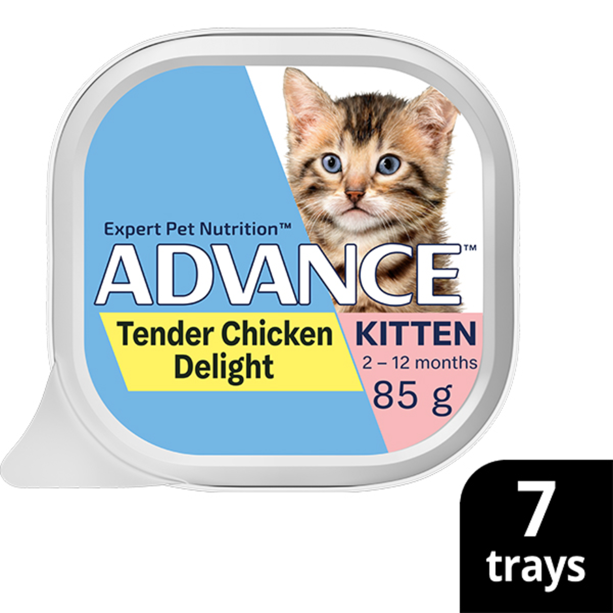 Single ADVANCE Kitten Tender Chicken Delight 85g tray, sold as 7 trays