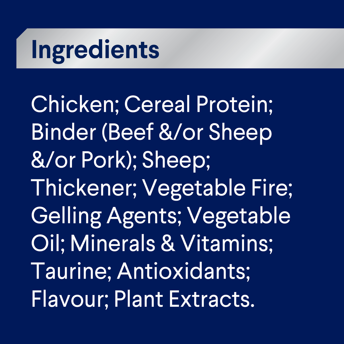 ADVANCE Adult Casserole with Chicken ingredients panel