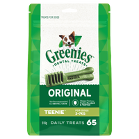 GREENIES Original Teenie dental treats for dogs 2 to 7kg, front of the 510g pack