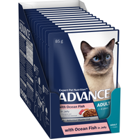 ADVANCE Adult Wet Cat Food Ocean Fish In Jelly 12x85g Pouches pack