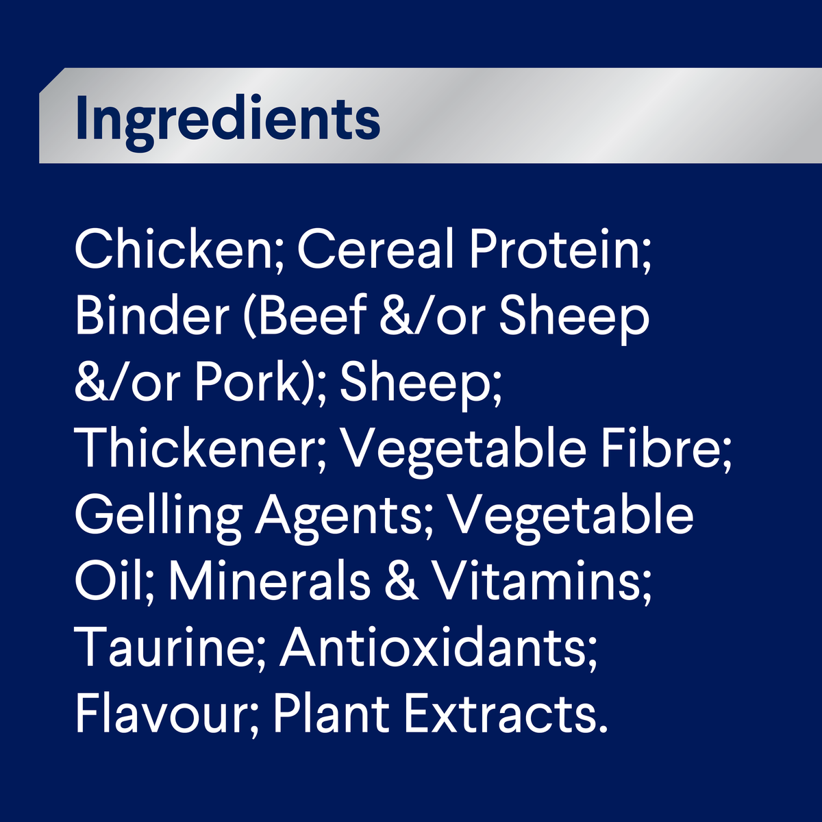 ADVANCE Adult Casserole with Lamb ingredients panel
