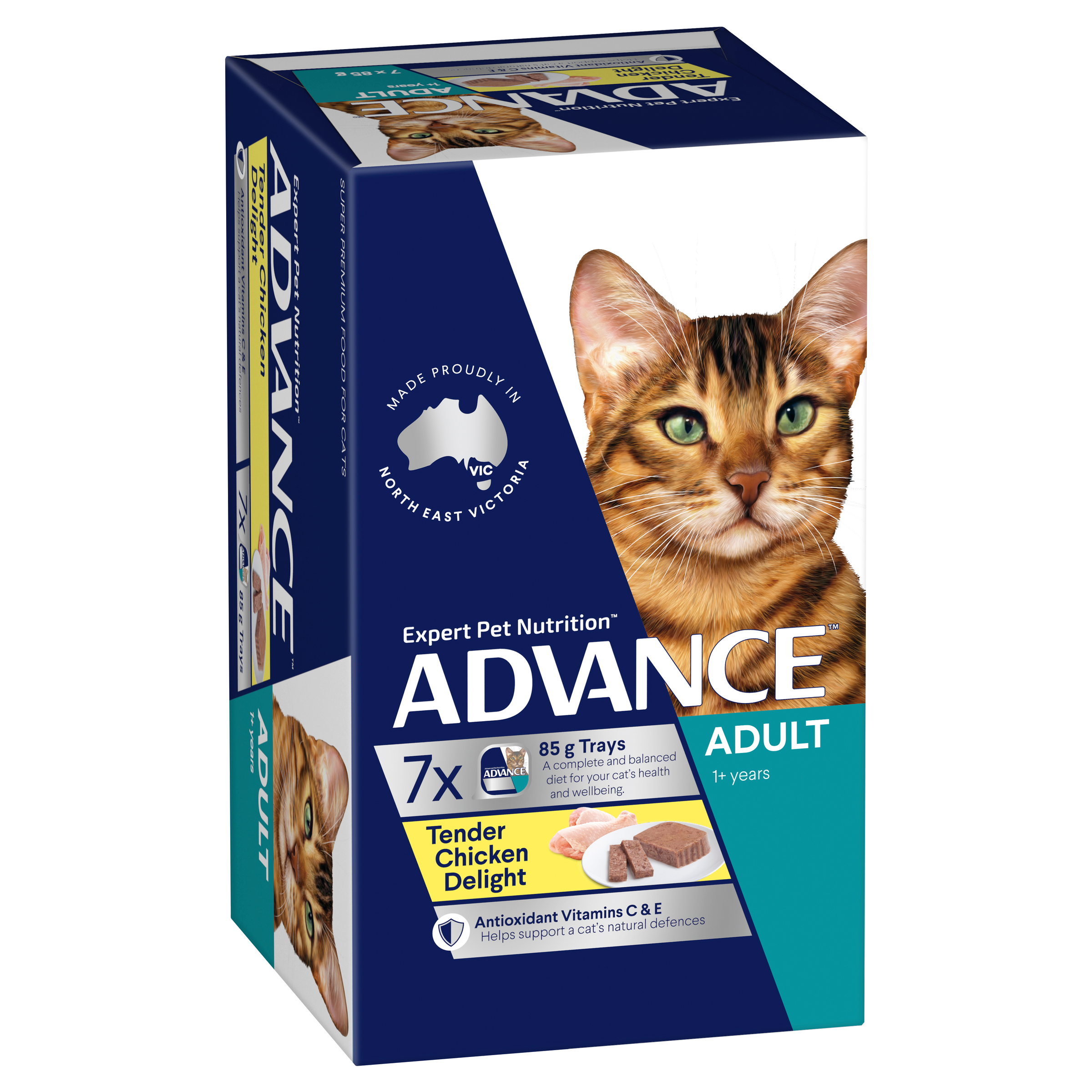 ADVANCE Adult Wet Cat Food Tender Chicken Delight 7x85g Trays pack
