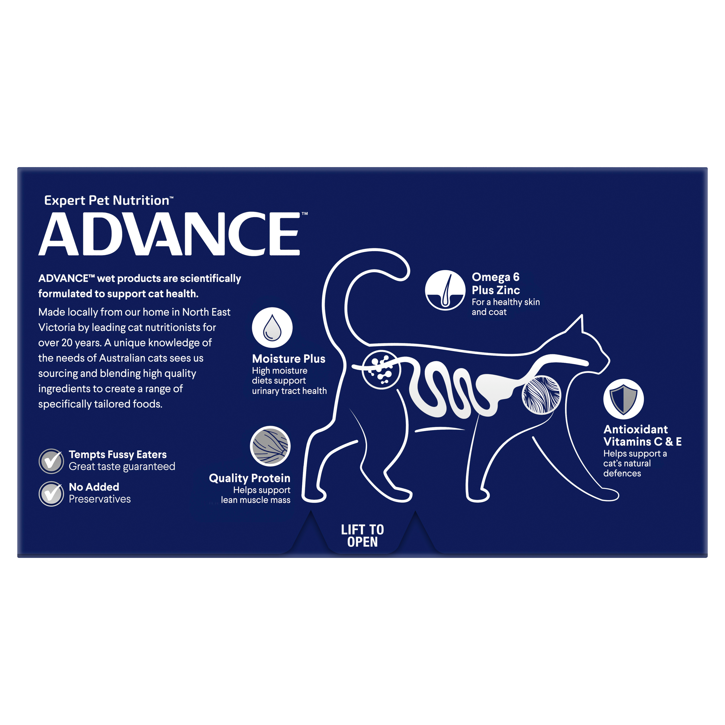 ADVANCE Adult Wet Cat Food with Succulent Turkey 7x85g Trays back of pack