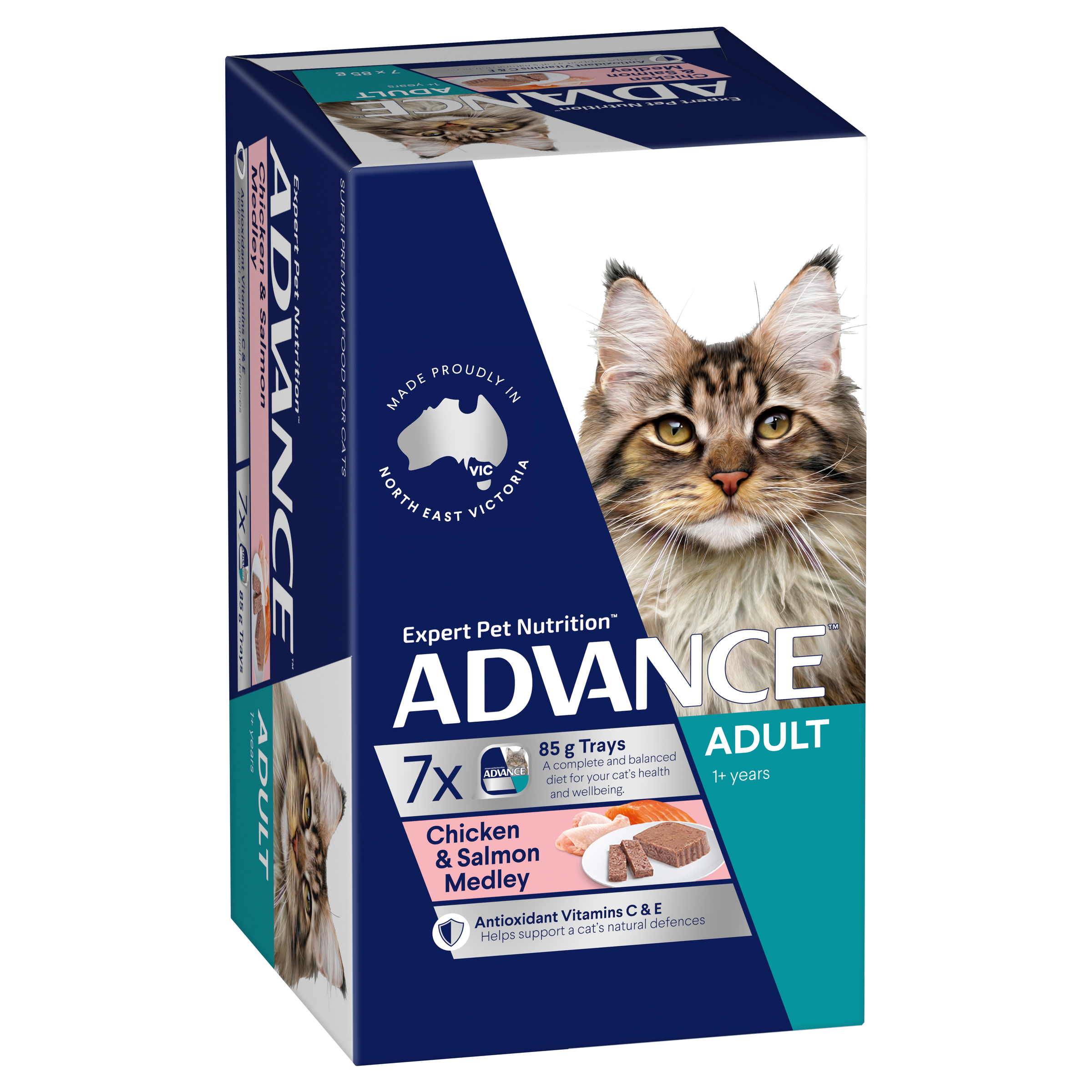 ADVANCE Adult Wet Cat Food Chicken & Salmon Medley 7x85g Trays pack