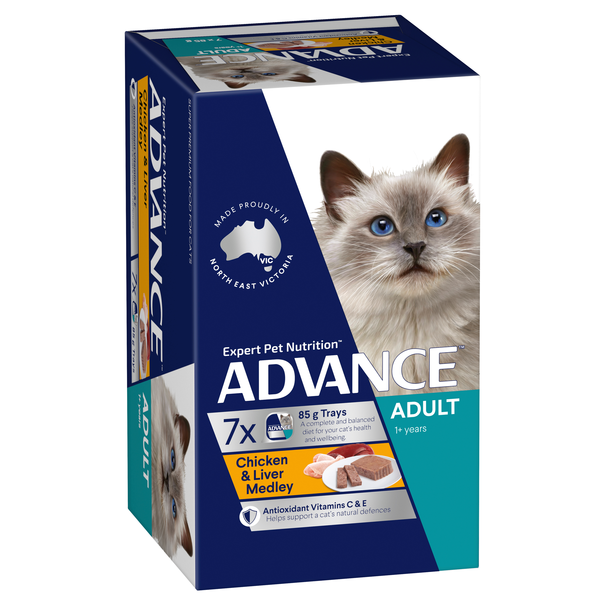 ADVANCE Adult Wet Cat Food Chicken & Liver Medley 7x85g Trays pack