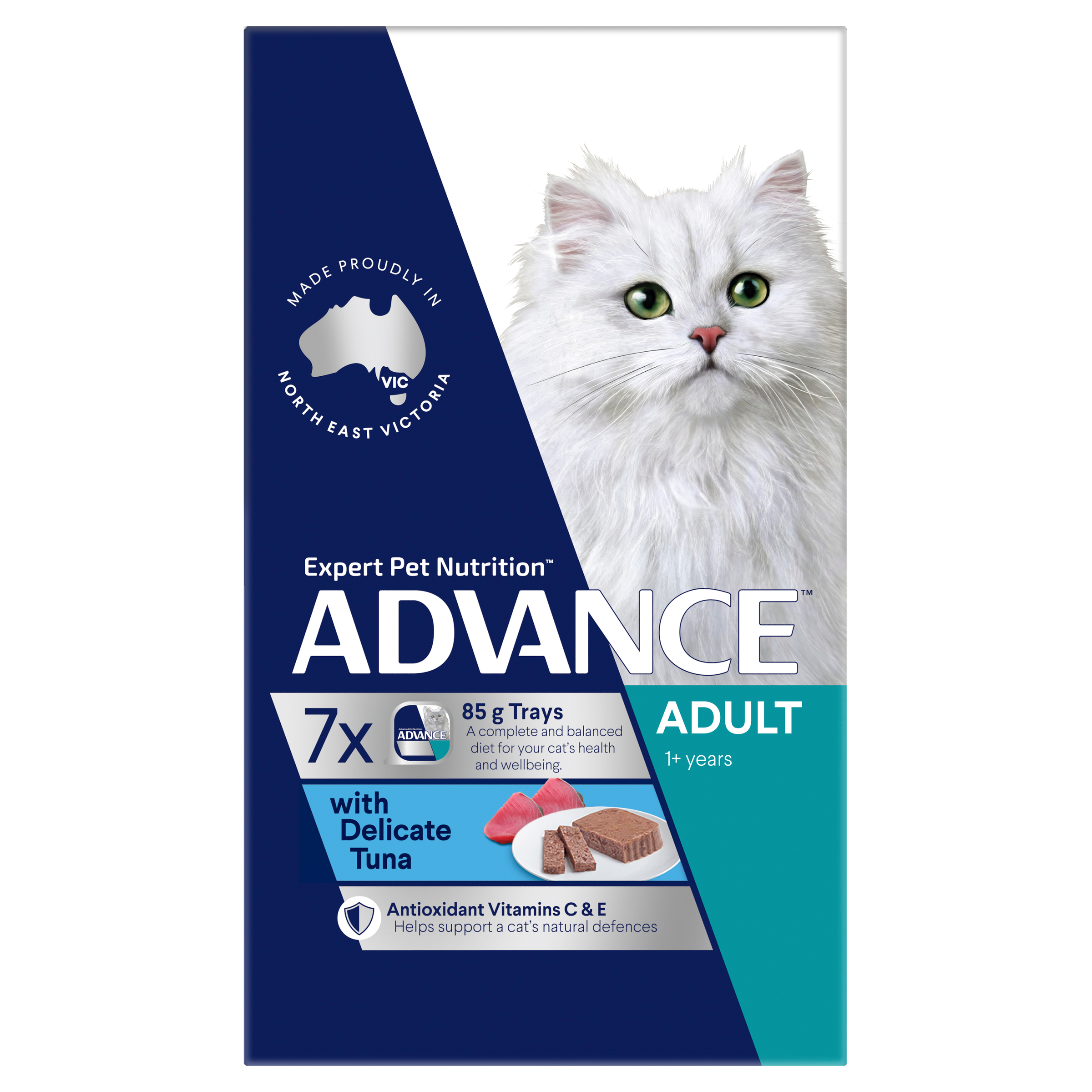 ADVANCE Adult Wet Cat Food with Delicate Tuna 7x85g Trays front of pack