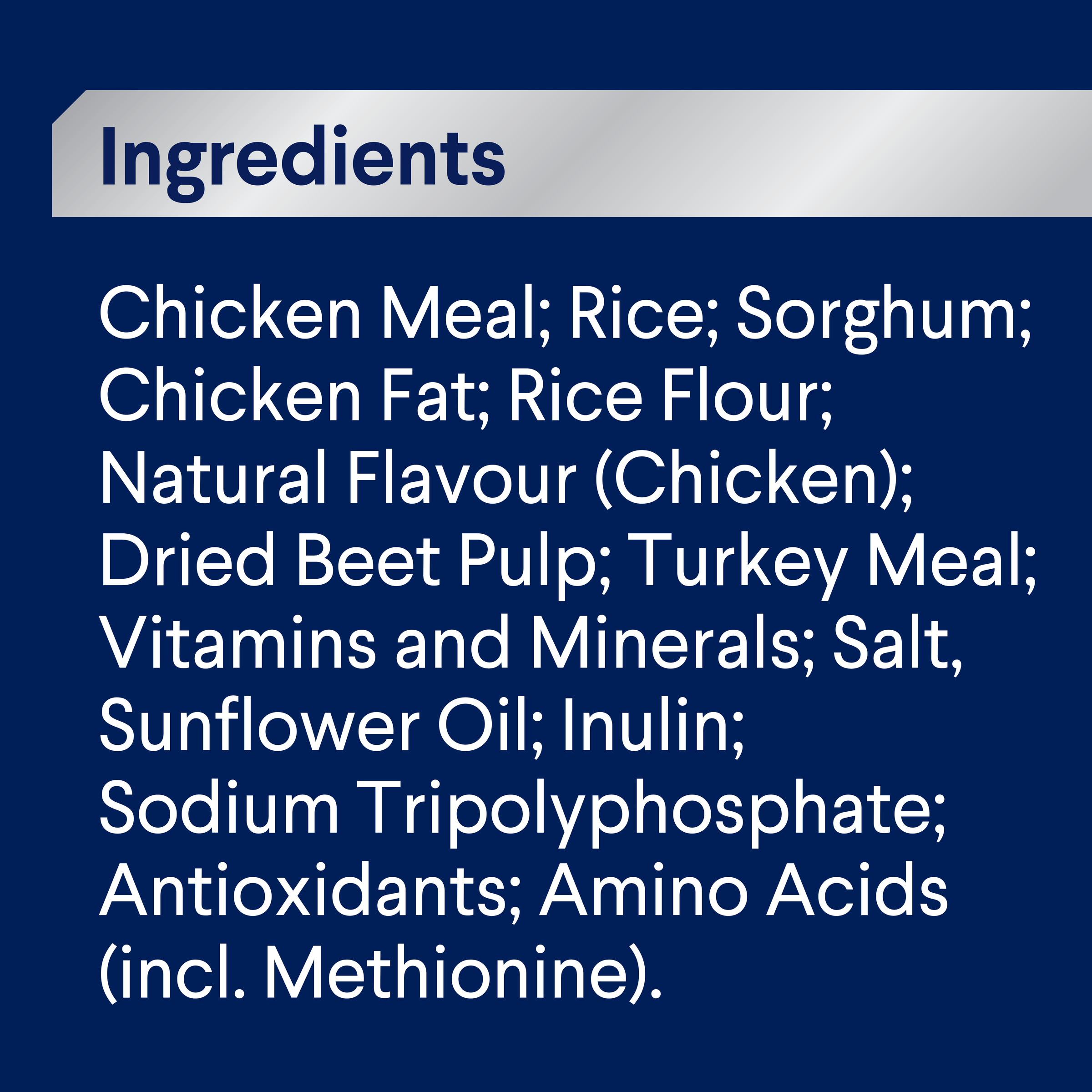 ADVANCE Adult Small Breed Chicken with Rice ingredients panel