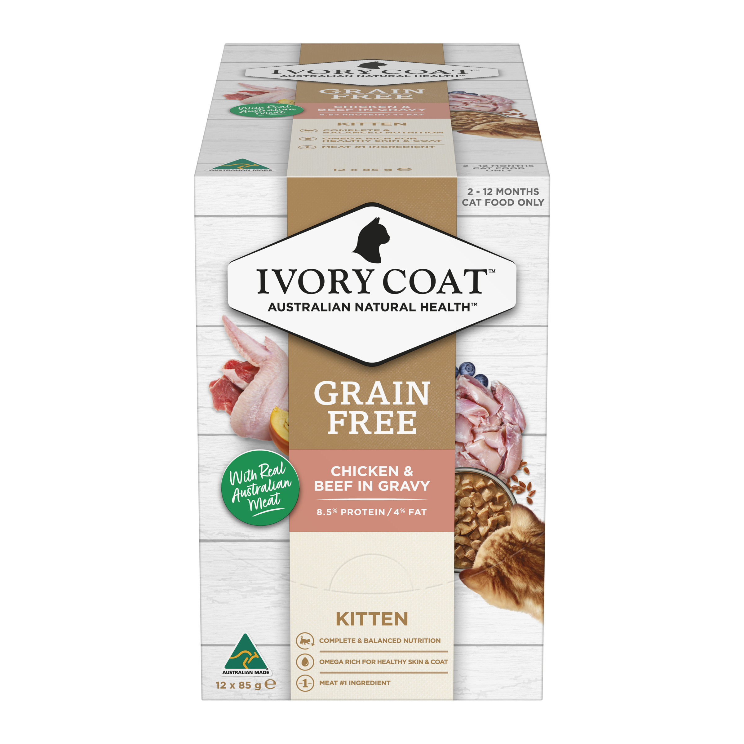 Ivory Coat Grain Free Kitten Wet Food Chicken and Beef in Gravy product detail 1