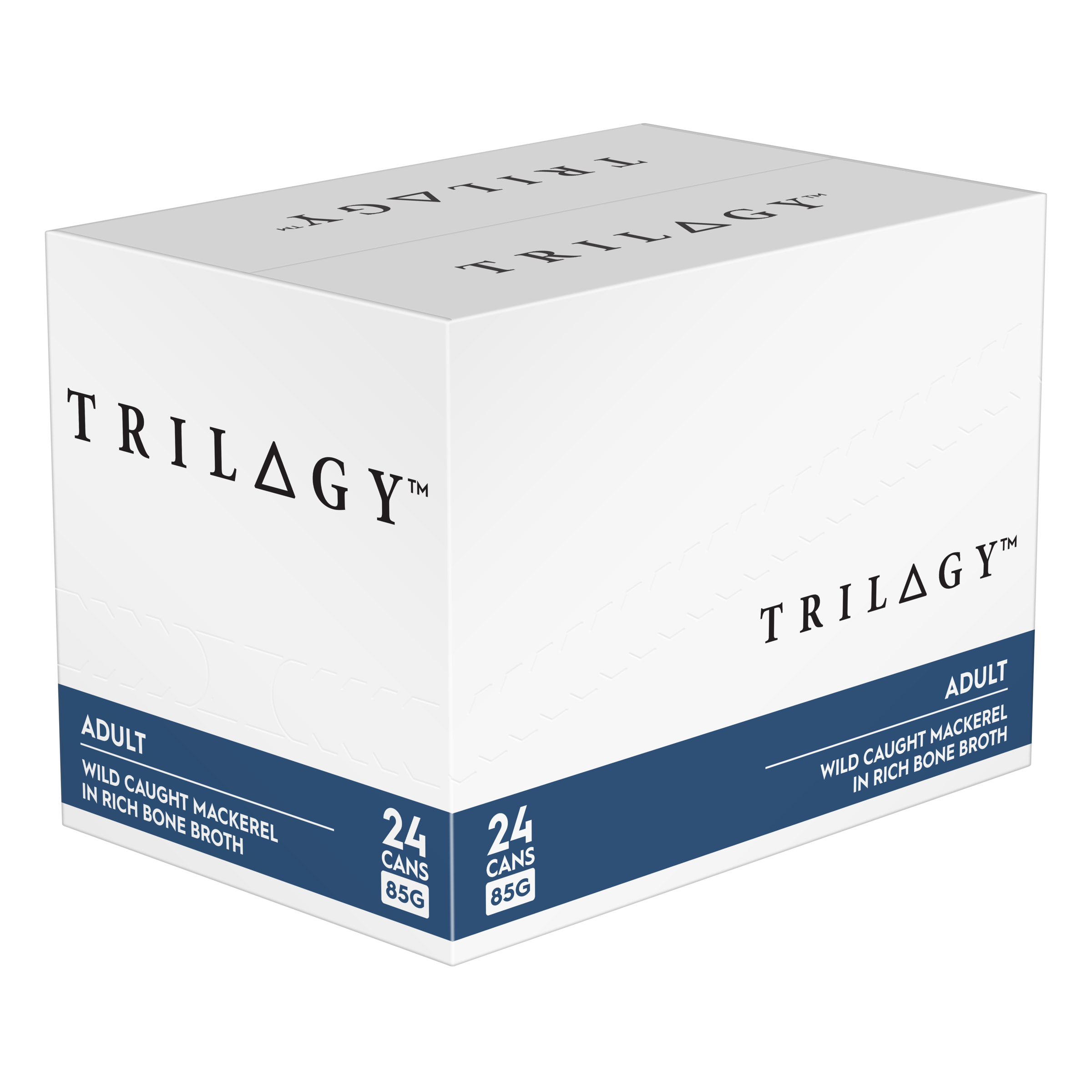 Trilogy Wet Adult Cat Food Wild Caught Mackerel in Rich Bone Broth left side of pack