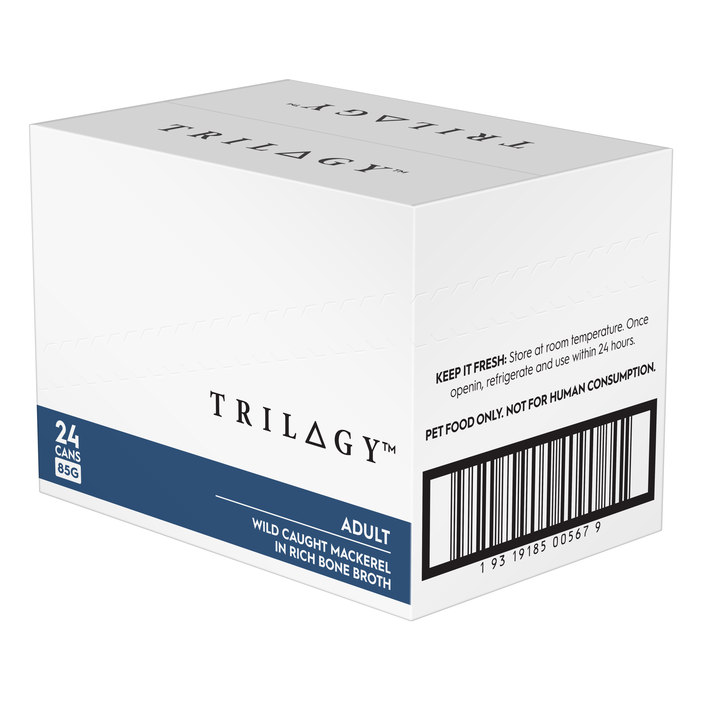 Trilogy Wet Adult Cat Food Wild Caught Mackerel in Rich Bone Broth right side of pack