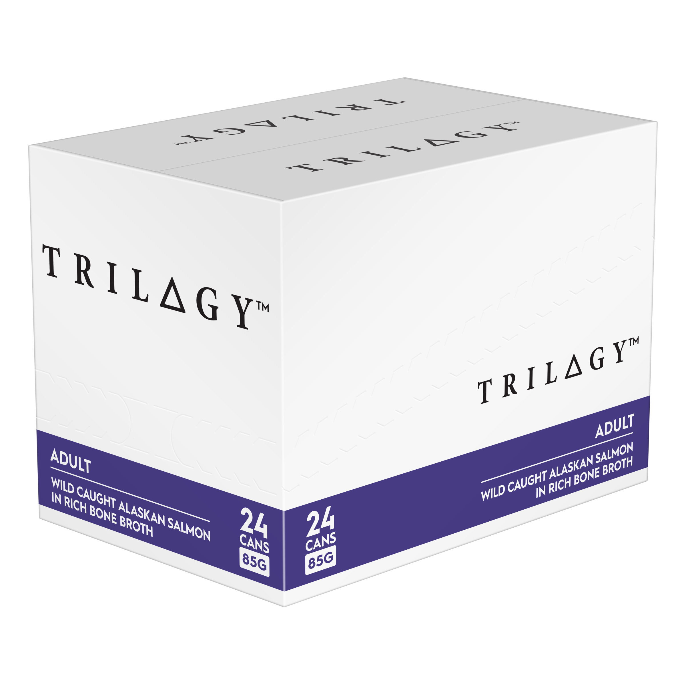 Trilogy Wet Adult Cat Food Wild Caught Alaskan Salmon in Rich Bone Broth left side of pack