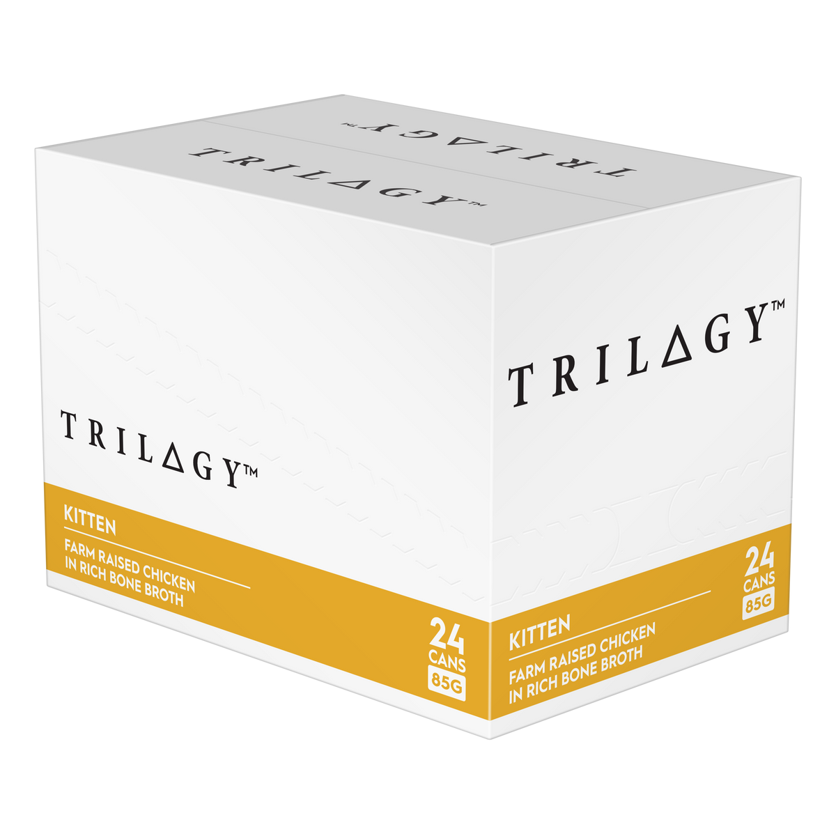 Trilogy Kitten Chicken in Rich Bone Broth carton back, 24 cans