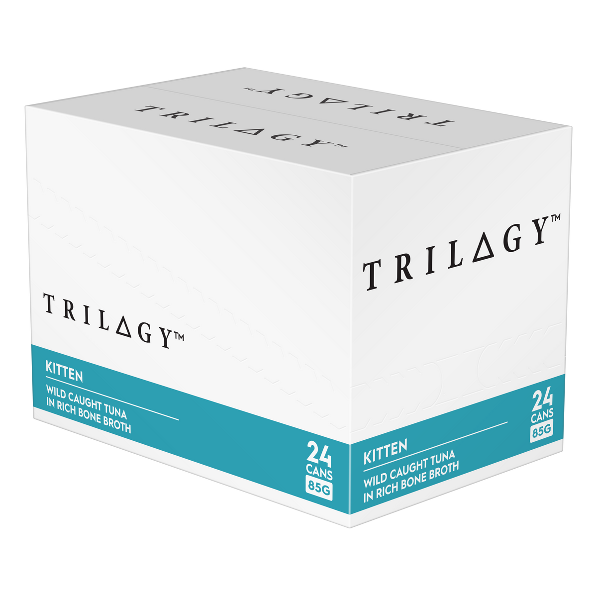 Trilogy Kitten Tuna in Rich Bone Broth carton back, 24 cans