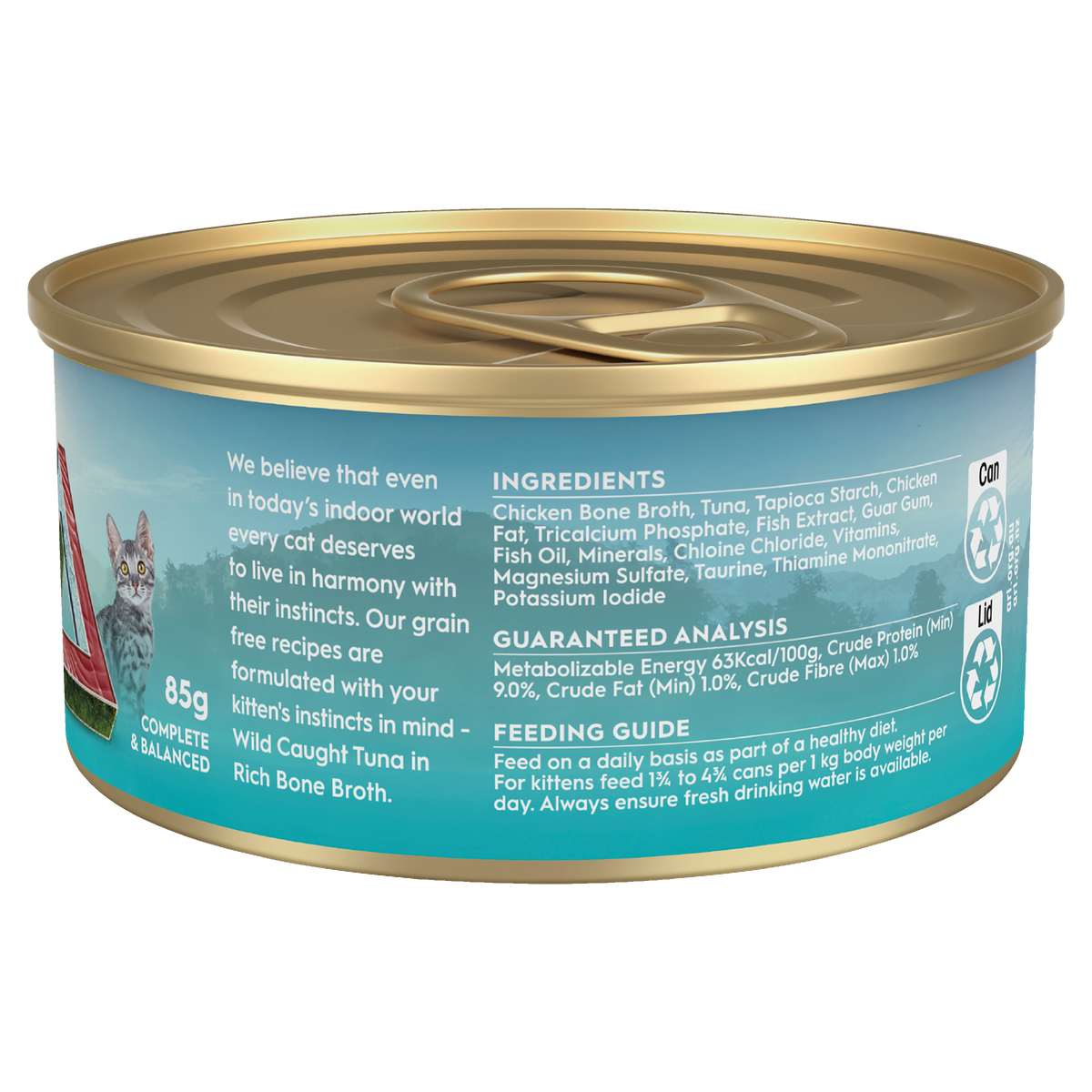 Trilogy Kitten Tuna in Rich Bone Broth can back: ingredients, analysis and feeding guide