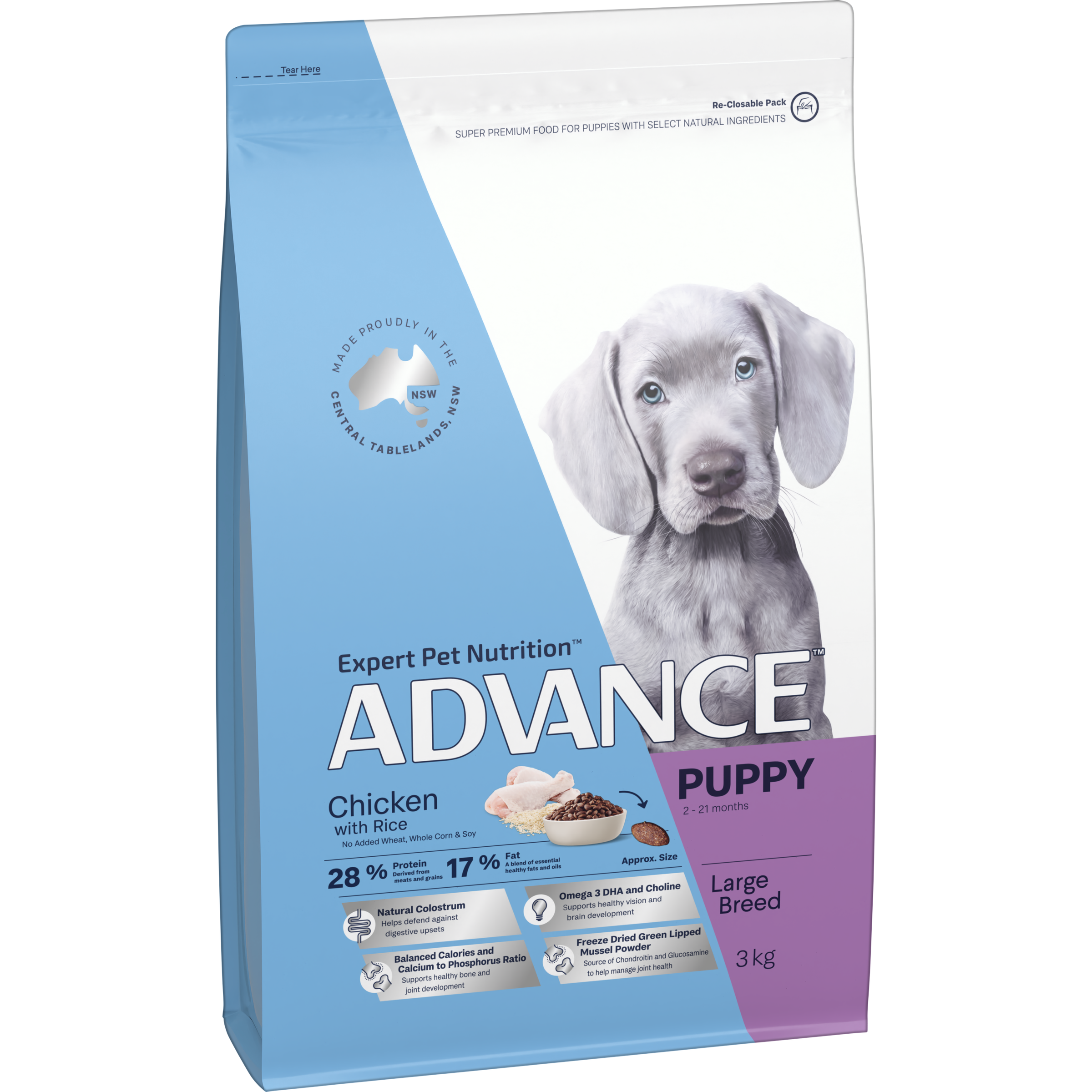 ADVANCE Large Puppy Dry Dog Food Chicken with Rice bag