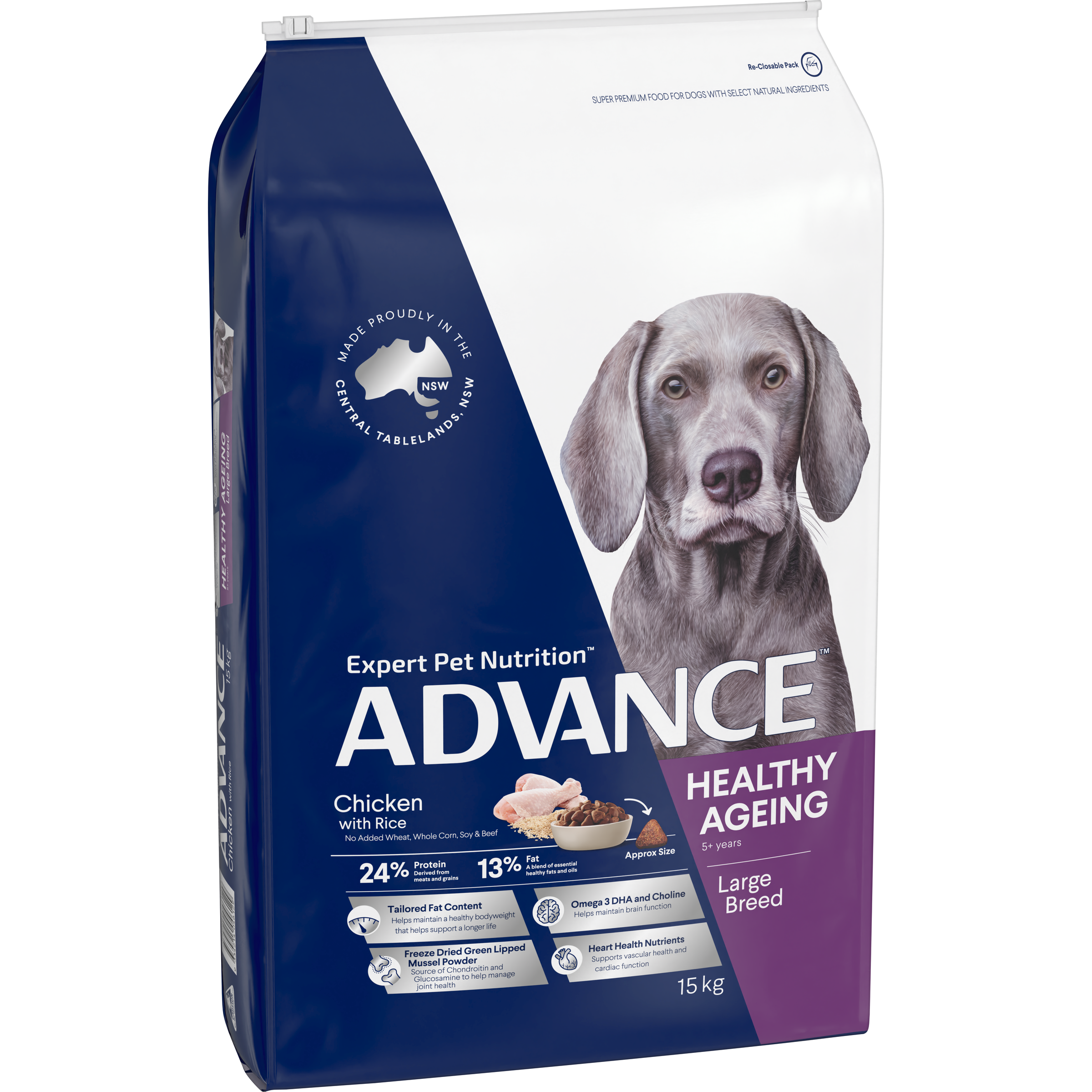 ADVANCE Large Healthy Ageing Dry Dog Food Chicken with Rice bag