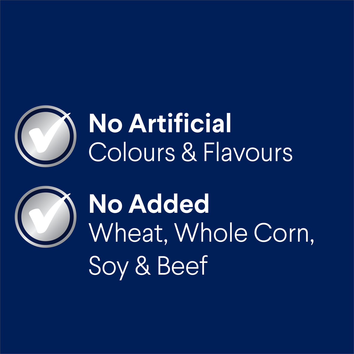ADVANCE Healthy Ageing Large claims: no artificial colours or flavours, no added wheat, corn, soy or beef