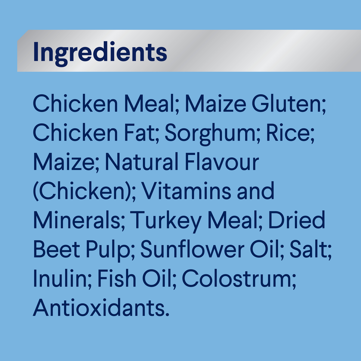 ADVANCE Puppy Small Breed Chicken with Rice ingredients panel