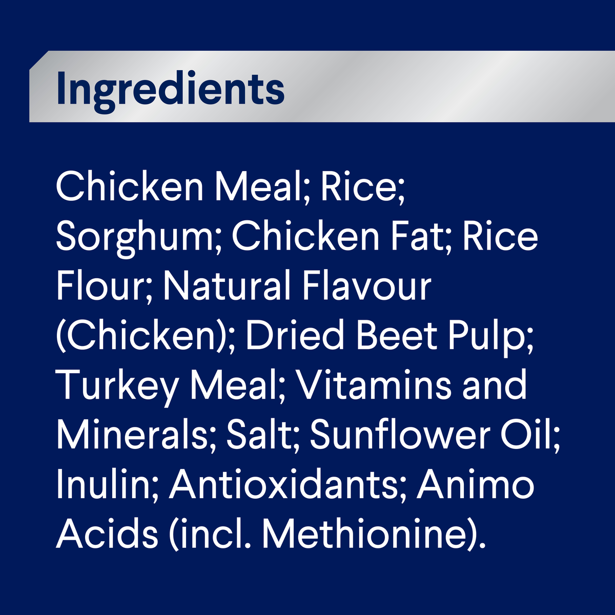 ADVANCE Adult Medium Breed Chicken with Rice ingredients panel