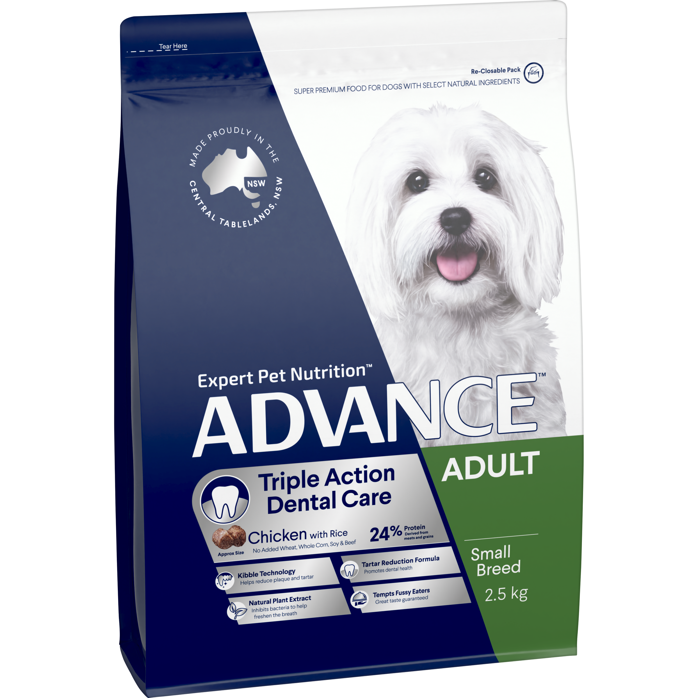 ADVANCE Triple Action Dental Care Small Adult Dry Dog Food Chicken with Rice bag
