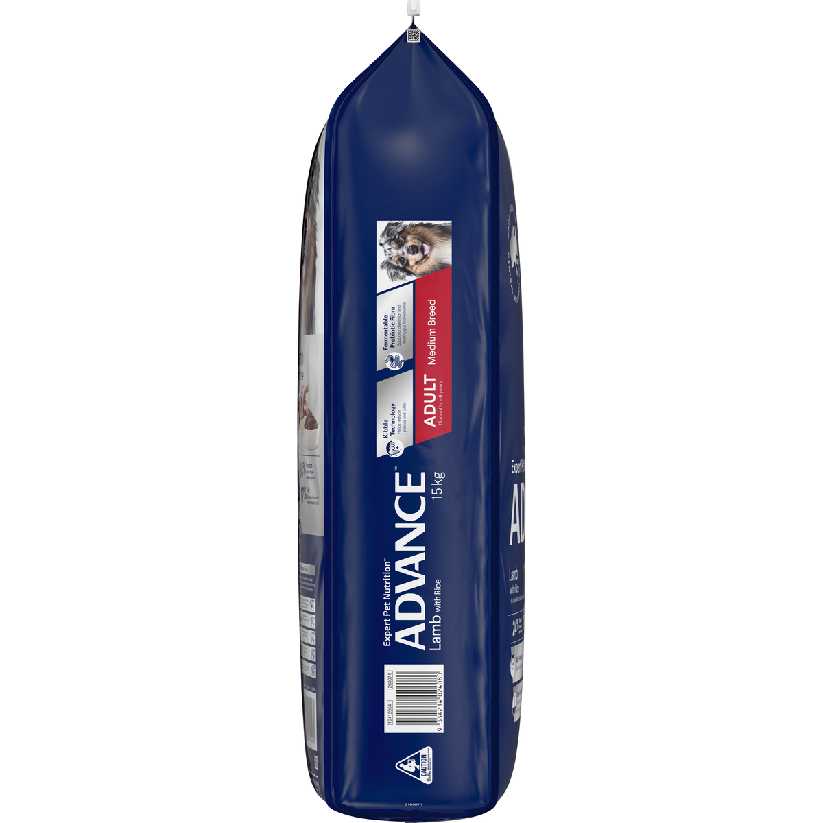 Left gusset of the ADVANCE Adult Medium Breed Lamb with Rice bag