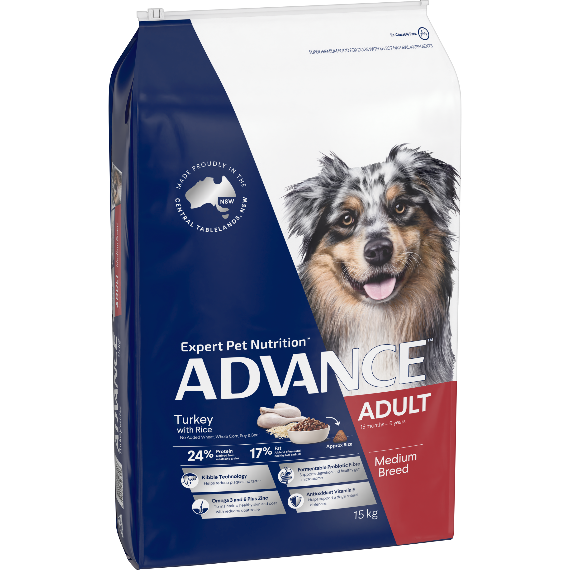 ADVANCE Medium Adult Dry Dog Food Turkey with Rice bag