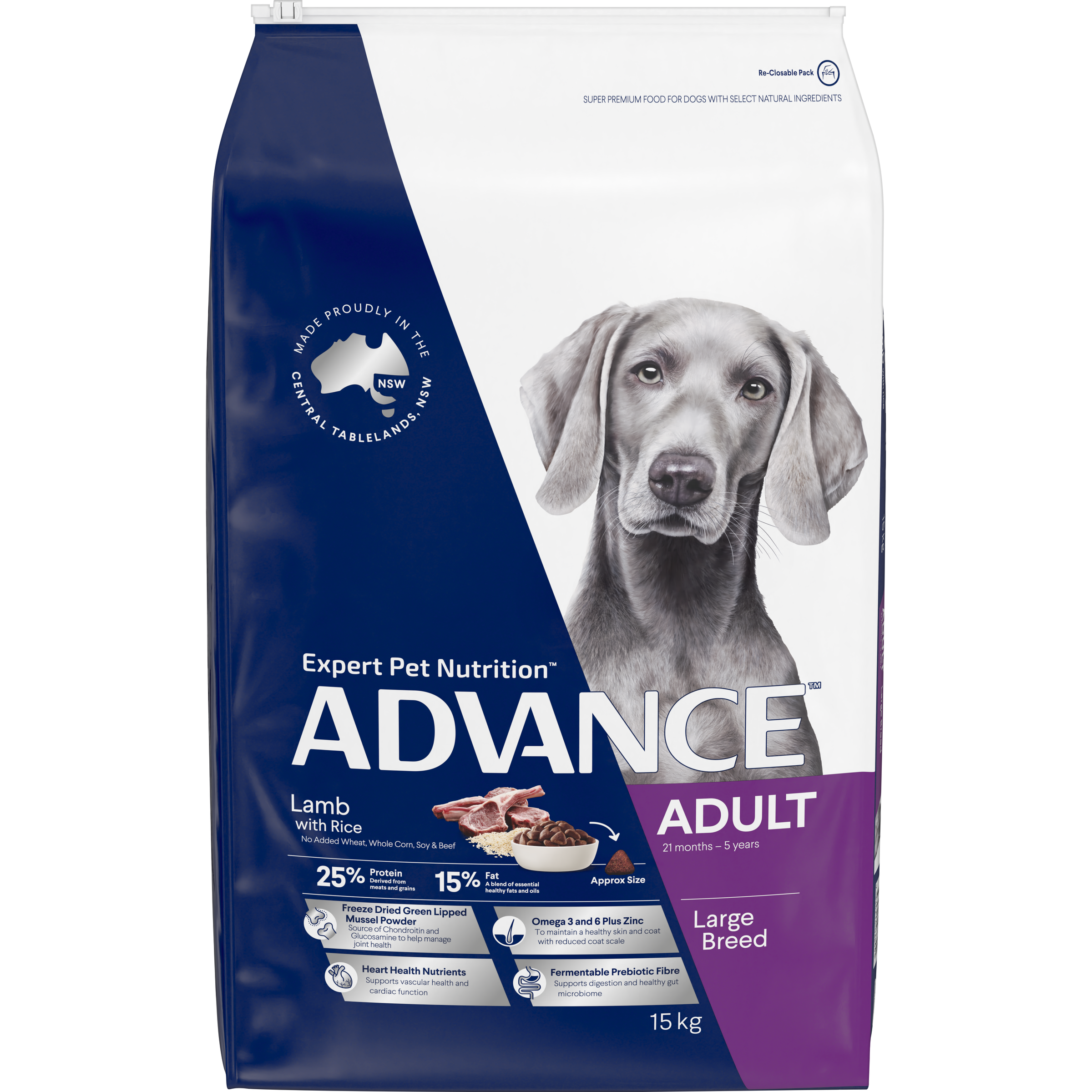 ADVANCE Large Adult Dry Dog Food Lamb with Rice front of pack