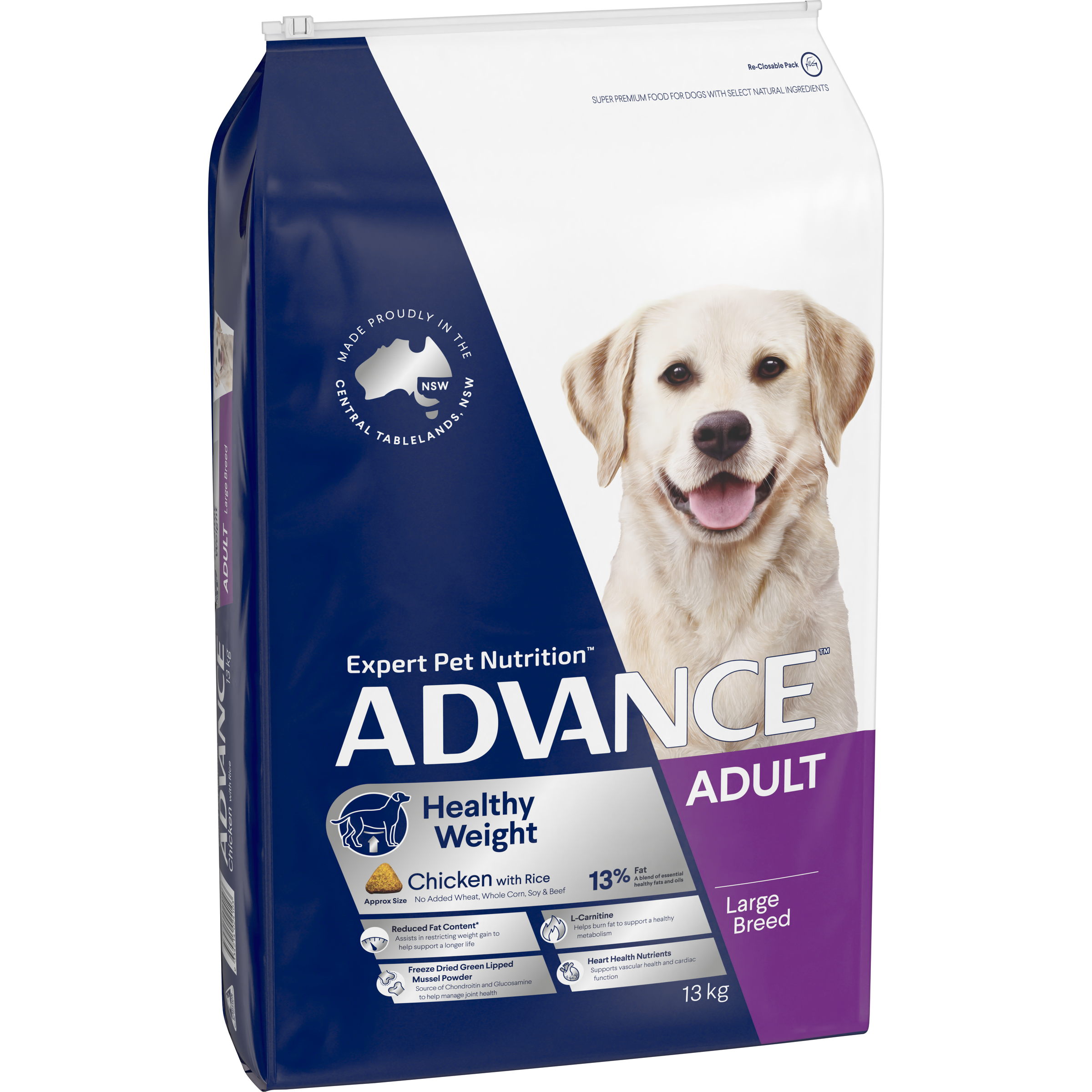 ADVANCE Healthy Weight Large Adult Dry Dog Food Chicken with Rice bag