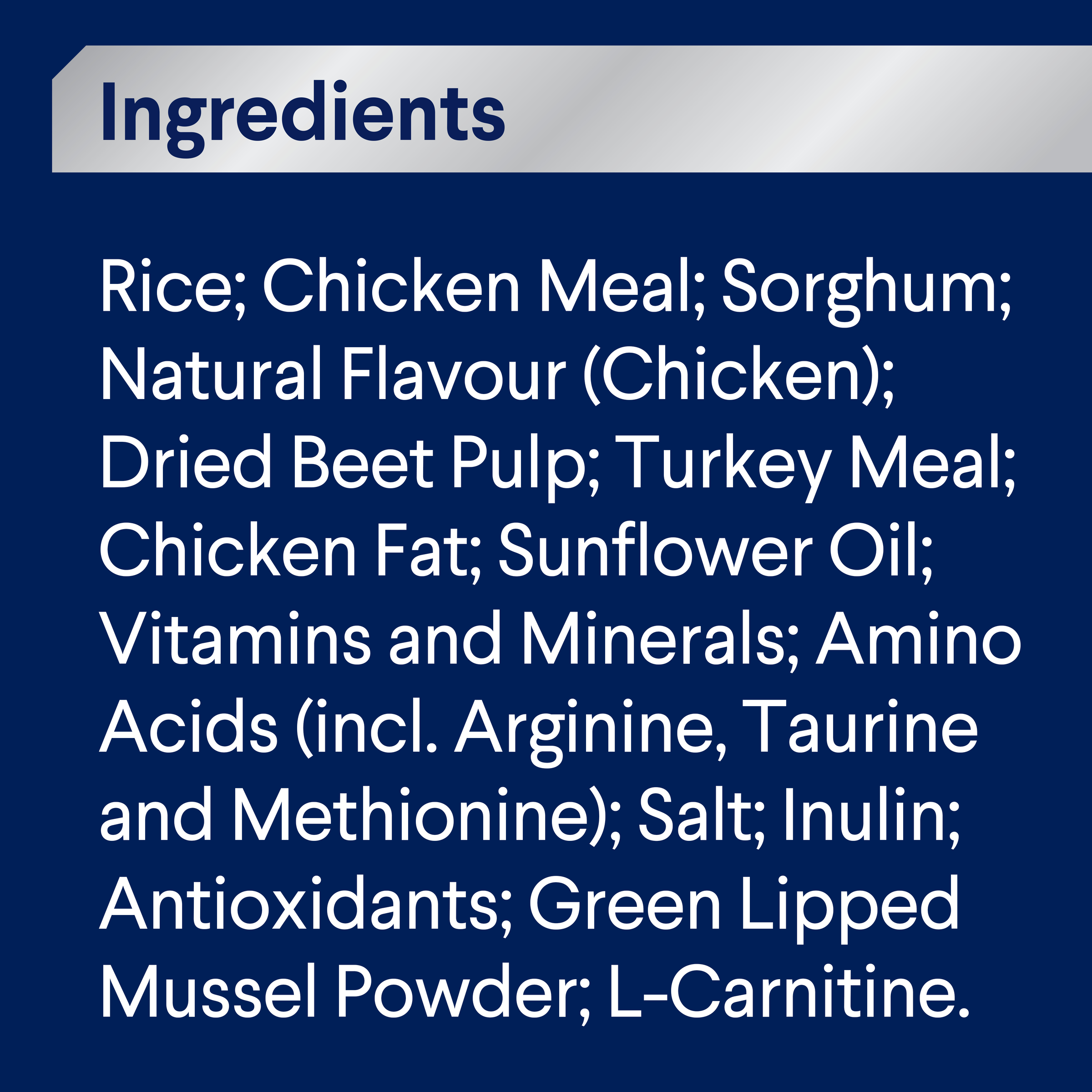 ADVANCE Healthy Weight Adult Large Breed ingredients panel