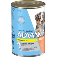 ADVANCE Puppy Chicken with Rice wet dog food, 410g can