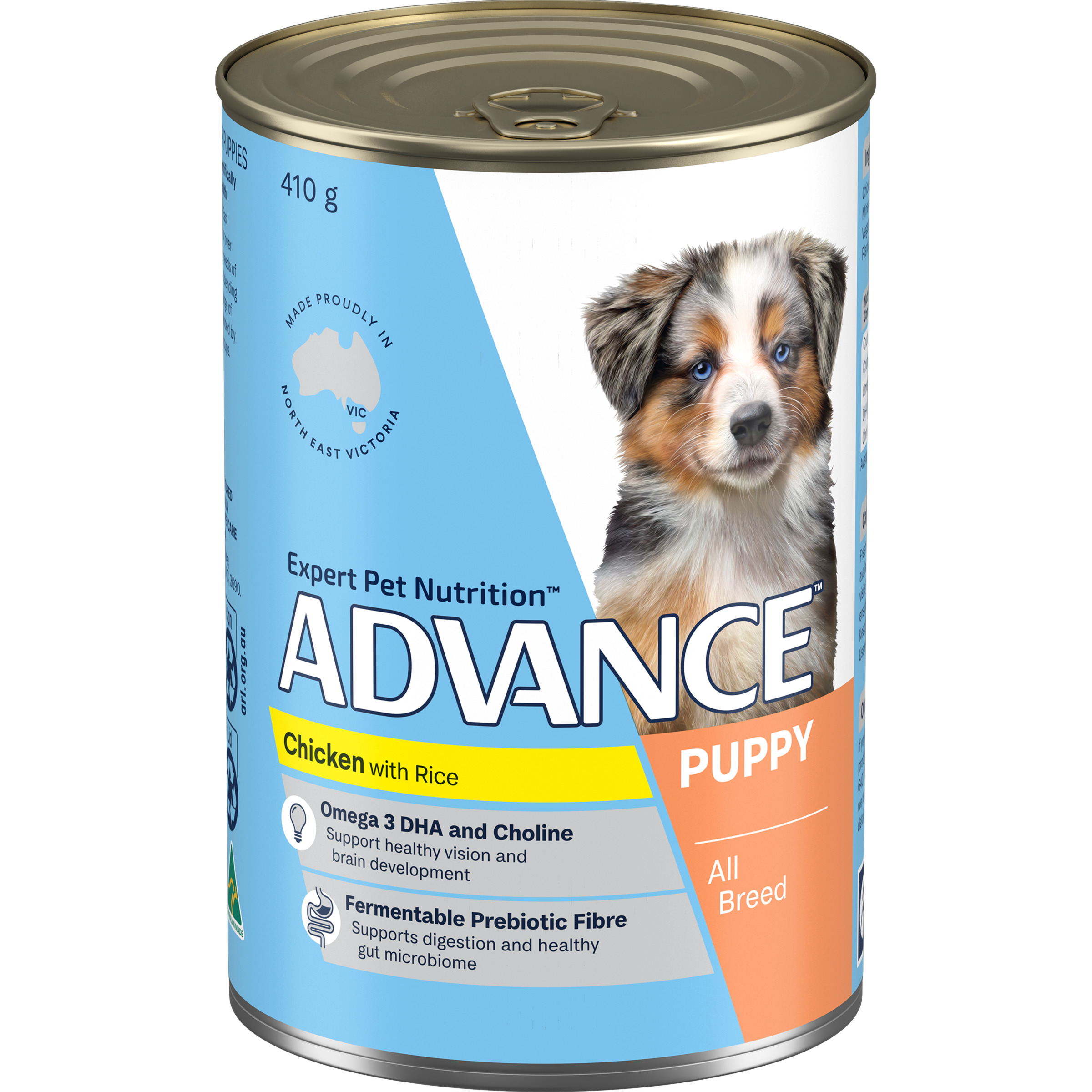ADVANCE Puppy Wet Dog Food Chicken with Rice 410/700g front of pack
