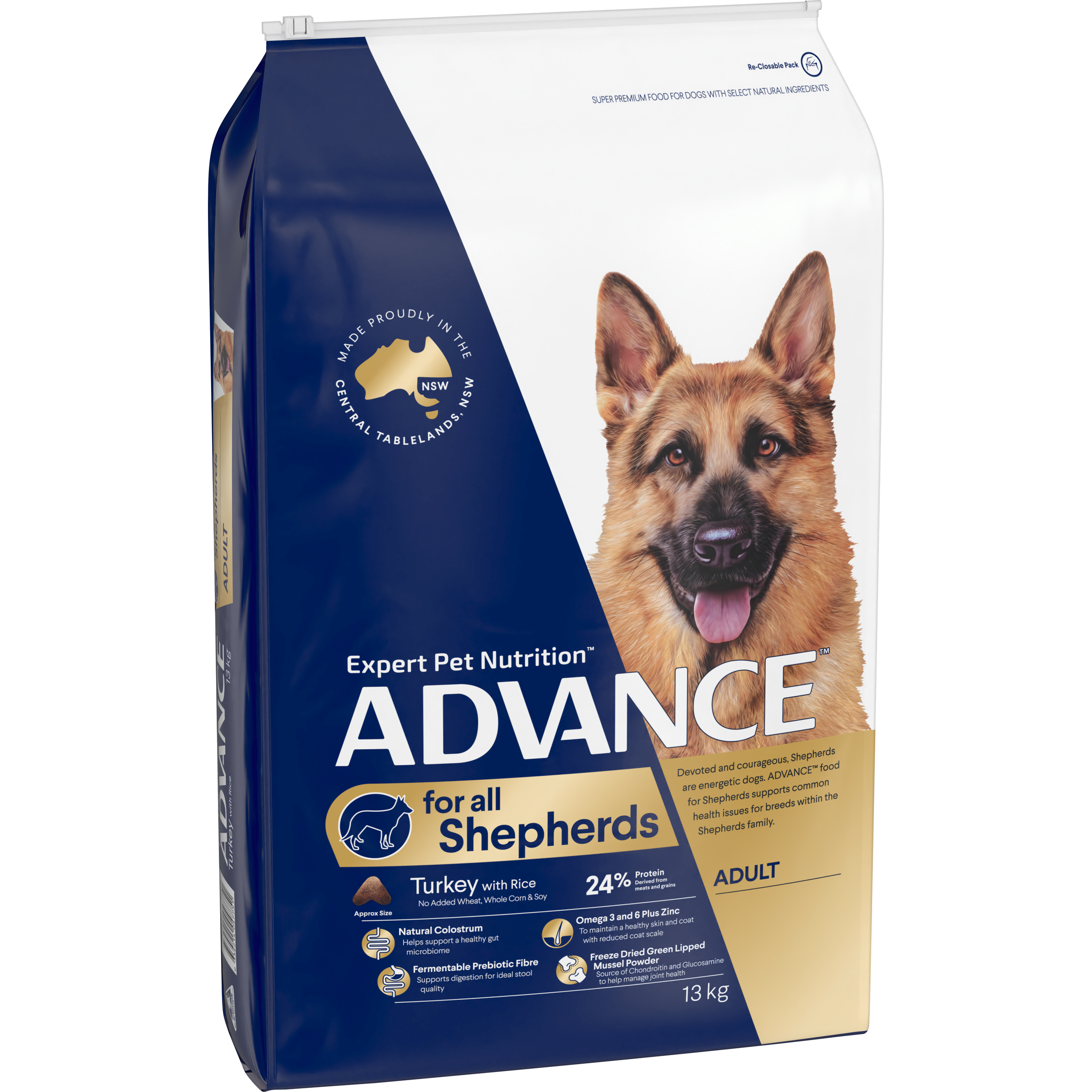 ADVANCE Shepherds Dry Dog Food Turkey with Rice bag