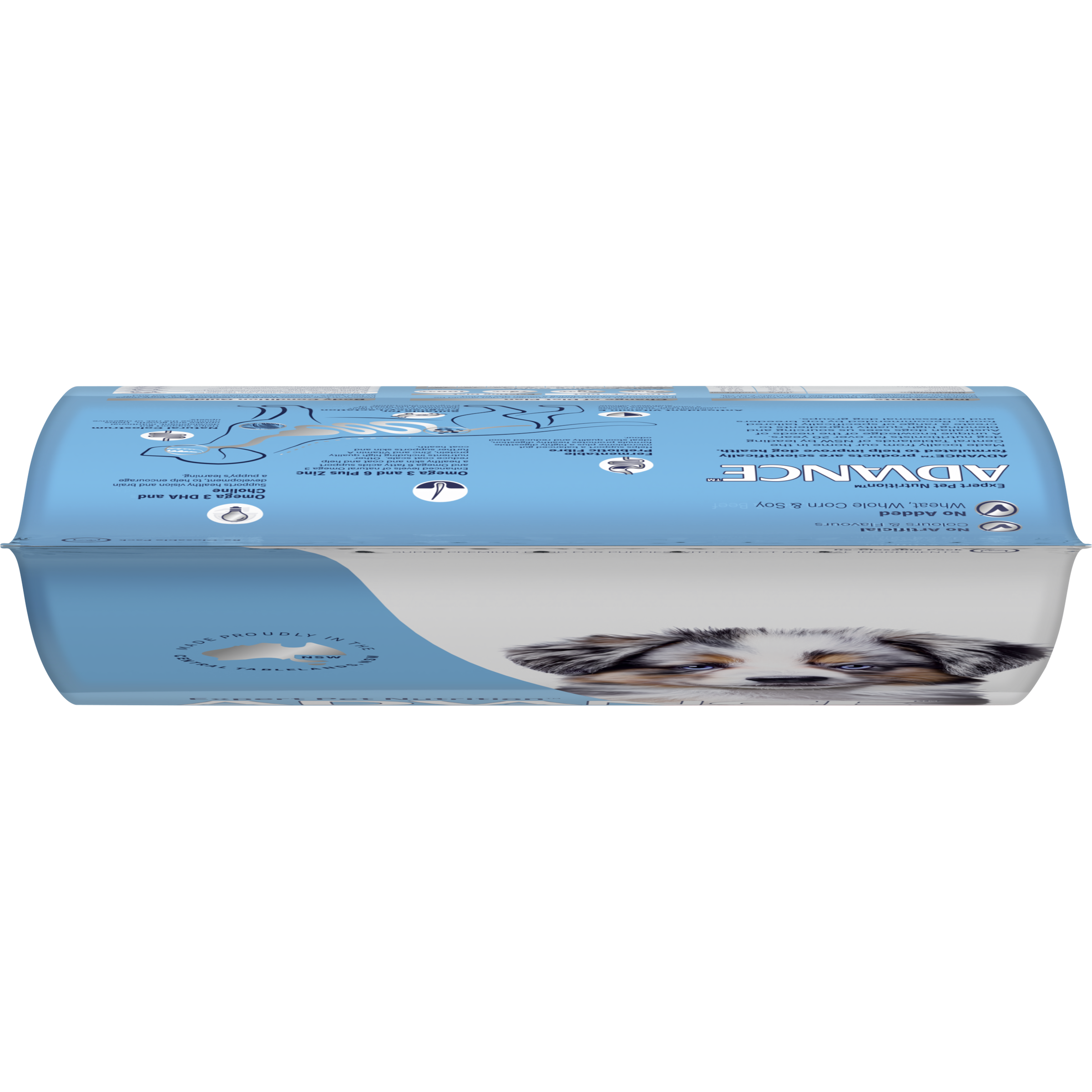 Top of the ADVANCE Puppy Medium Breed Chicken with Rice dry dog food bag