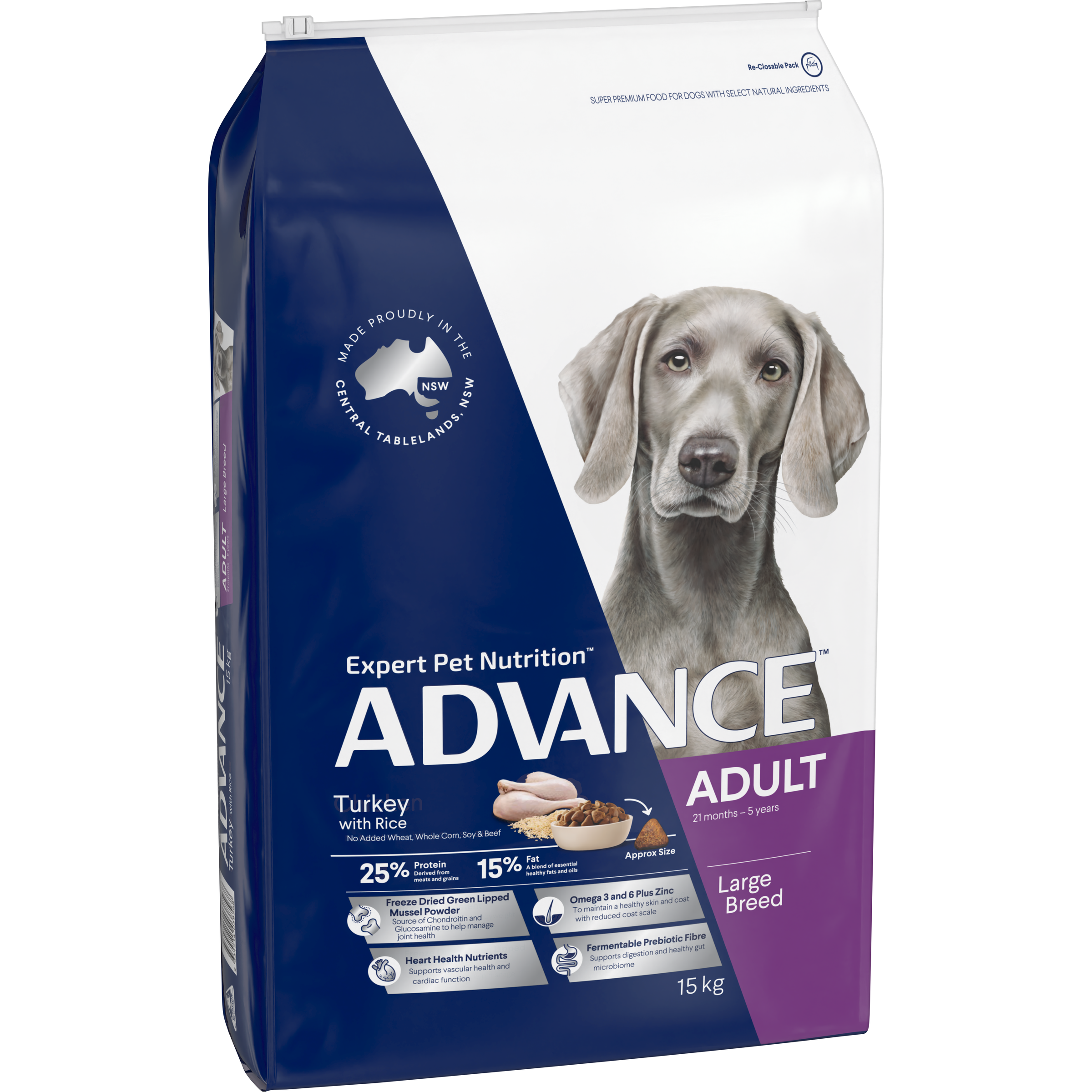 ADVANCE Large Adult Dry Dog Food Turkey with Rice bag