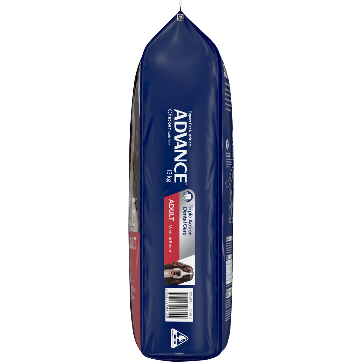 Right gusset of the ADVANCE Triple Action Dental Care Medium Breed bag
