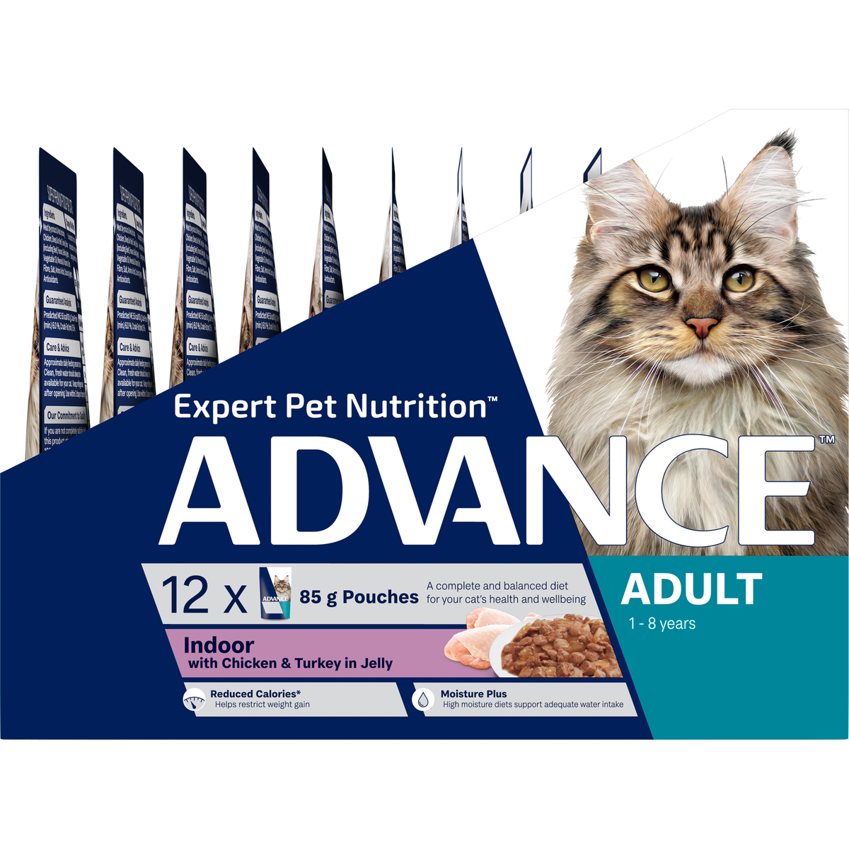 ADVANCE Indoor Adult with Chicken and Turkey in Jelly pouch pack, alternate angle
