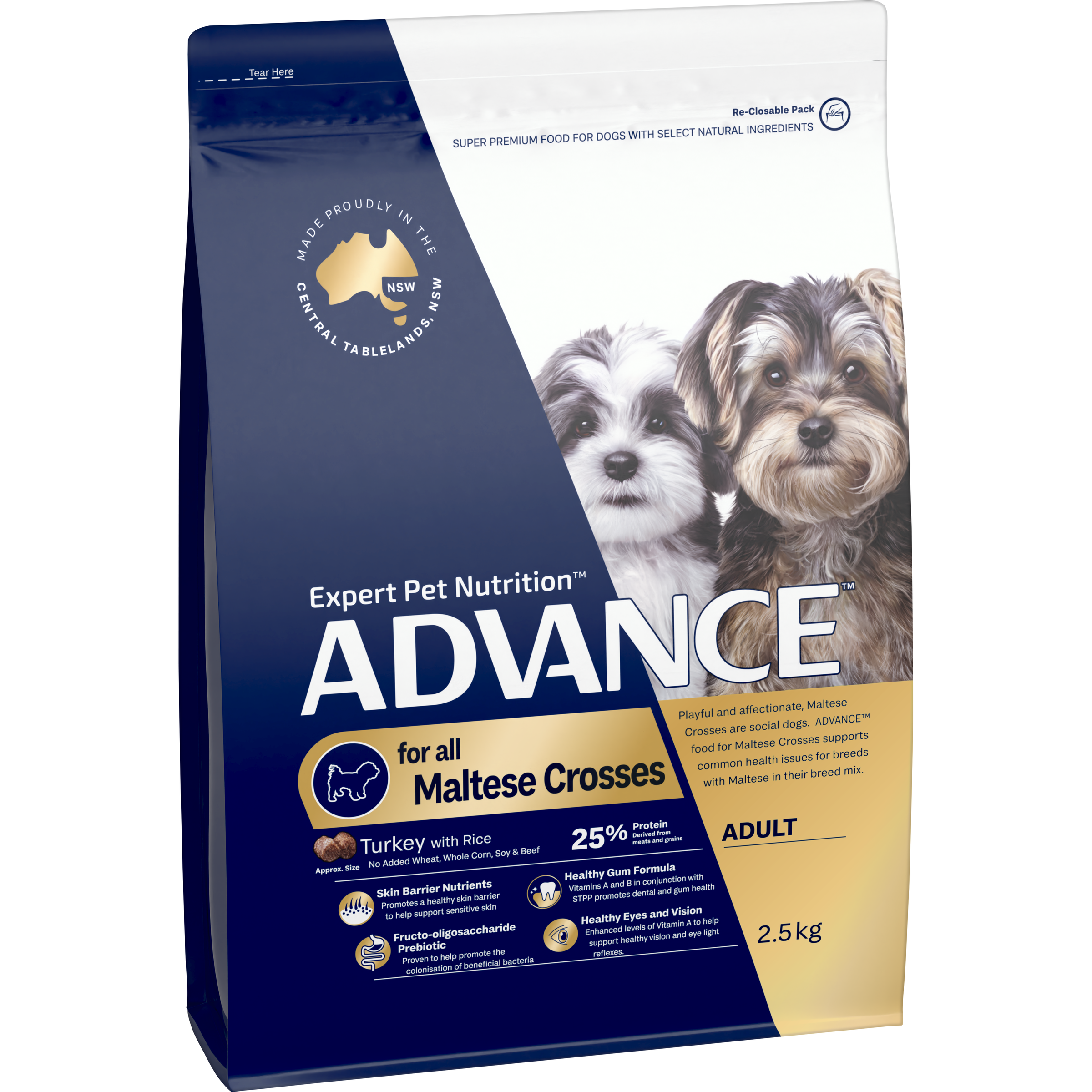 ADVANCE Adult Dry Dog Food Maltese Crosses Turkey with Rice bag