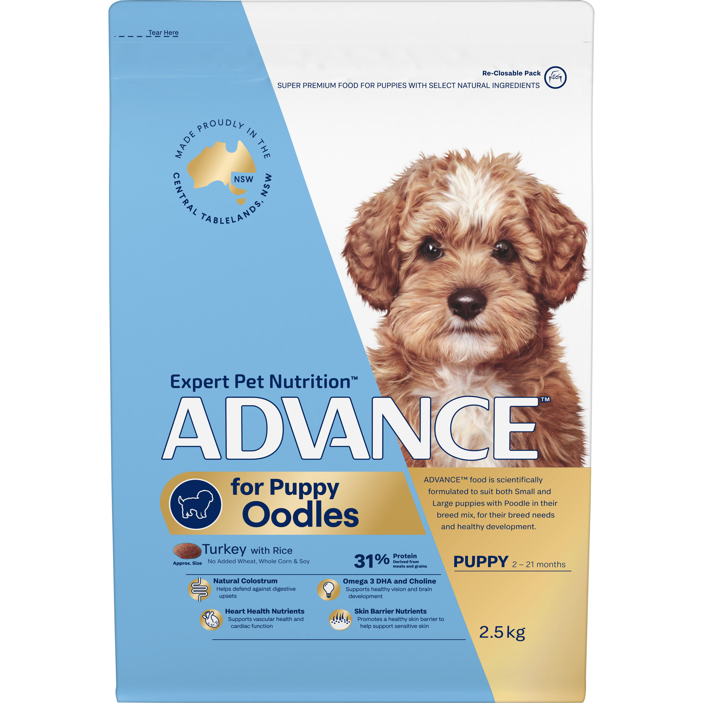 ADVANCE Dry Dog Food Puppy Oodles Turkey with Rice front of pack